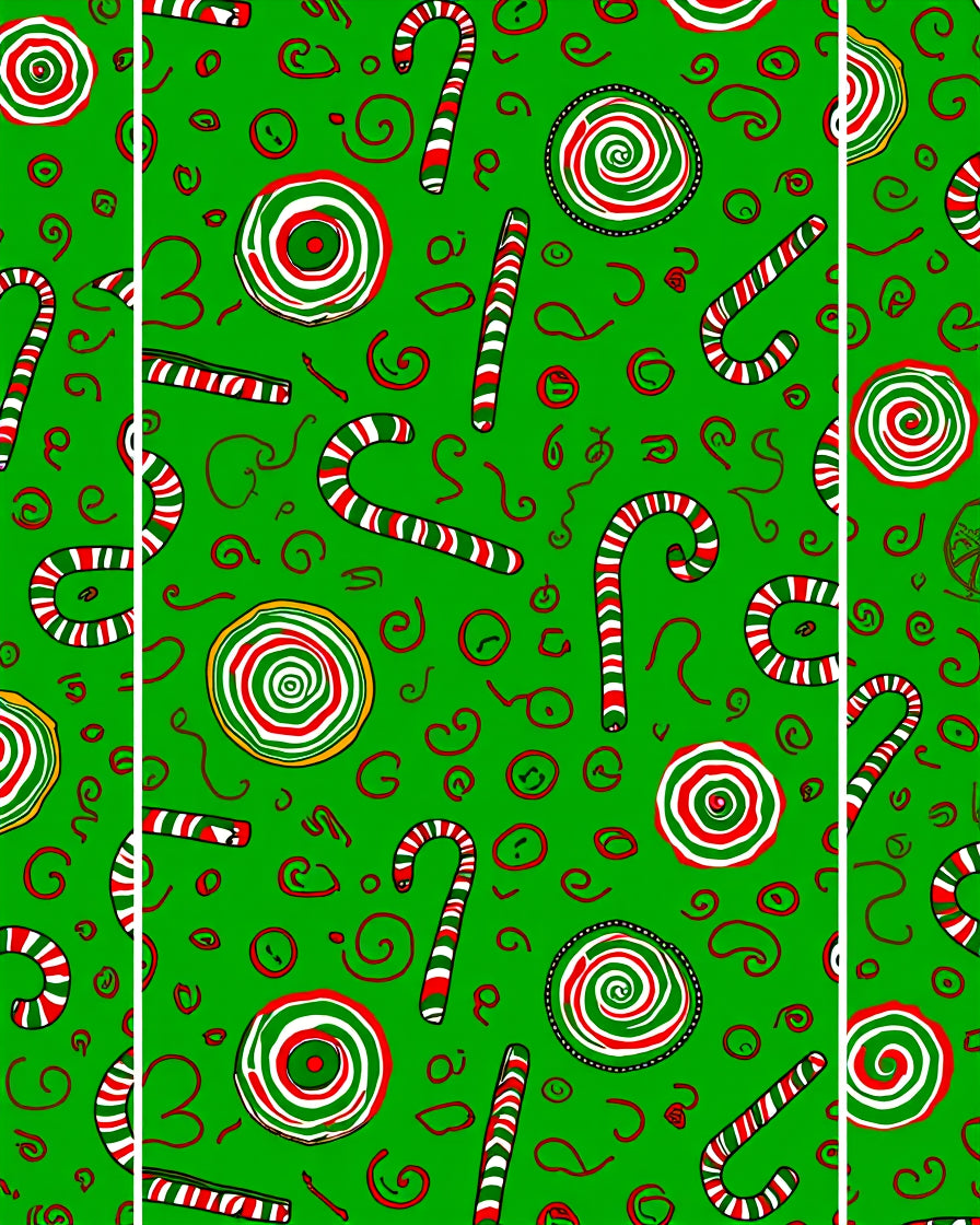 Festive Green Candy Cane Swirl Rug