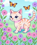 Whimsical Kitten And Butterflies Meadow Rug