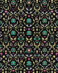 Whimsical Floral Tribal Medallion Black Rug