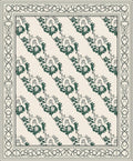 Green Floral Scroll Border Rug