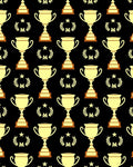 Golden Trophy Laurel Wreath Pattern Rug