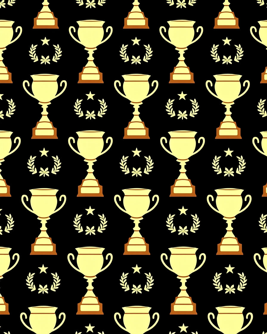 Golden Trophy Laurel Wreath Pattern Rug