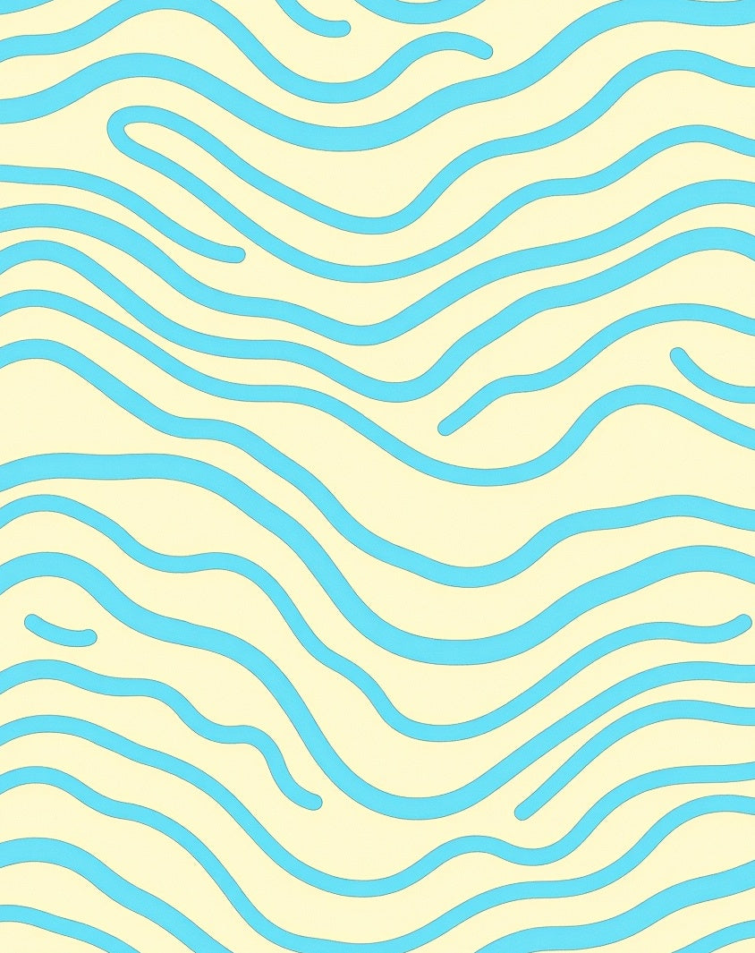 Cool Blue Wavy Lines Rug