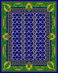 Royal Blue Cream Arabesque Border Rug