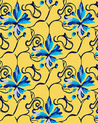 Yellow Blue Floral Vine Accent Rug