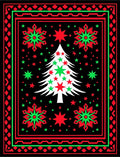 Festive Red Green Christmas Tree Stars Rug