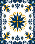Navy Yellow Starburst Frame Rug