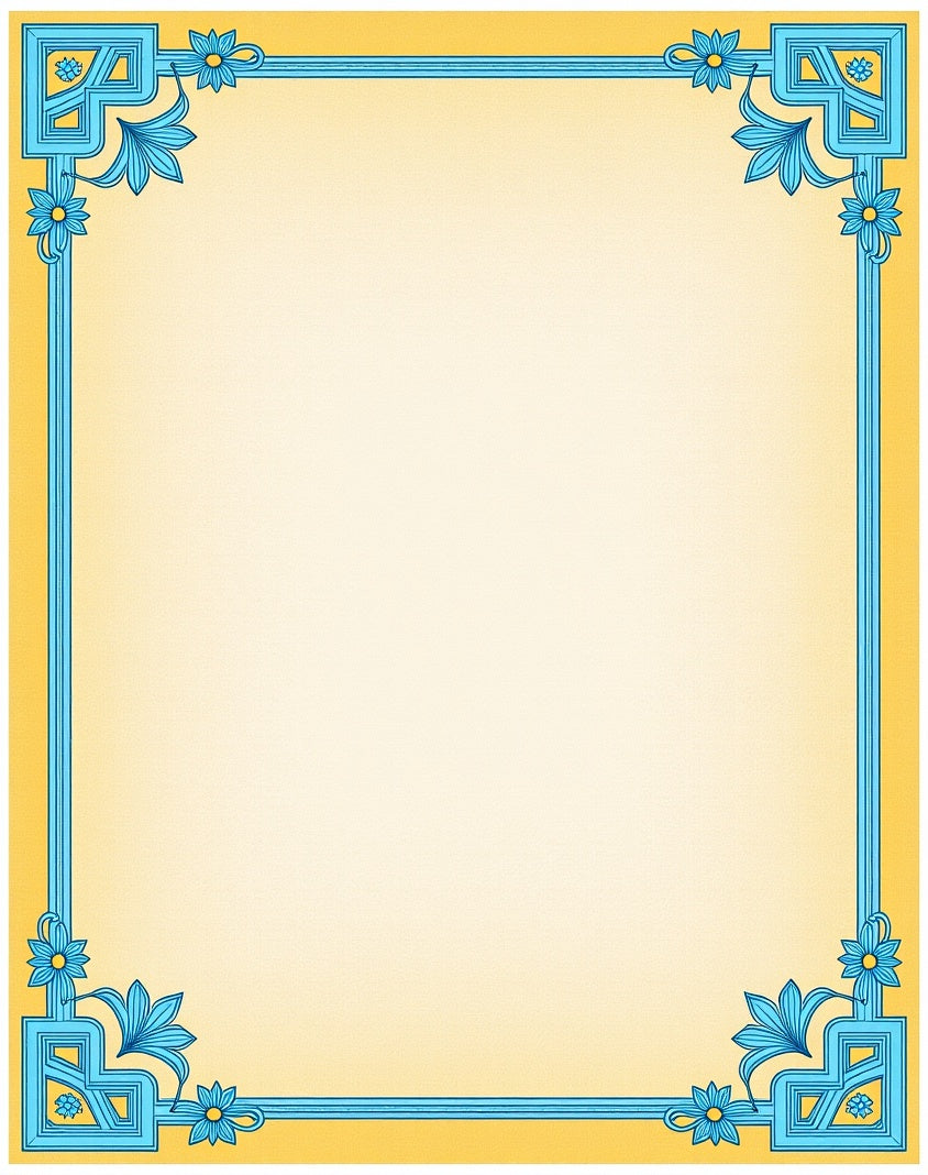 Golden Sky Blue Floral Border Rug