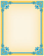 Golden Sky Blue Floral Border Rug