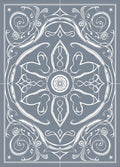 Elegant Blue White Floral Scroll Rug