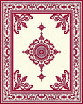 Ornate Crimson Central Bloom Symmetrical Rug