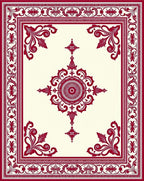 Ornate Crimson Central Bloom Symmetrical Rug