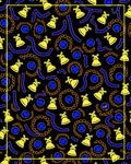 Yellow Bells Blue Circles Abstract Rug
