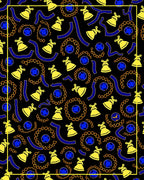 Yellow Bells Blue Circles Abstract Rug