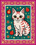 Whimsical Cat Stars Ornaments Teal Rug