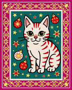 Whimsical Cat Stars Ornaments Teal Rug