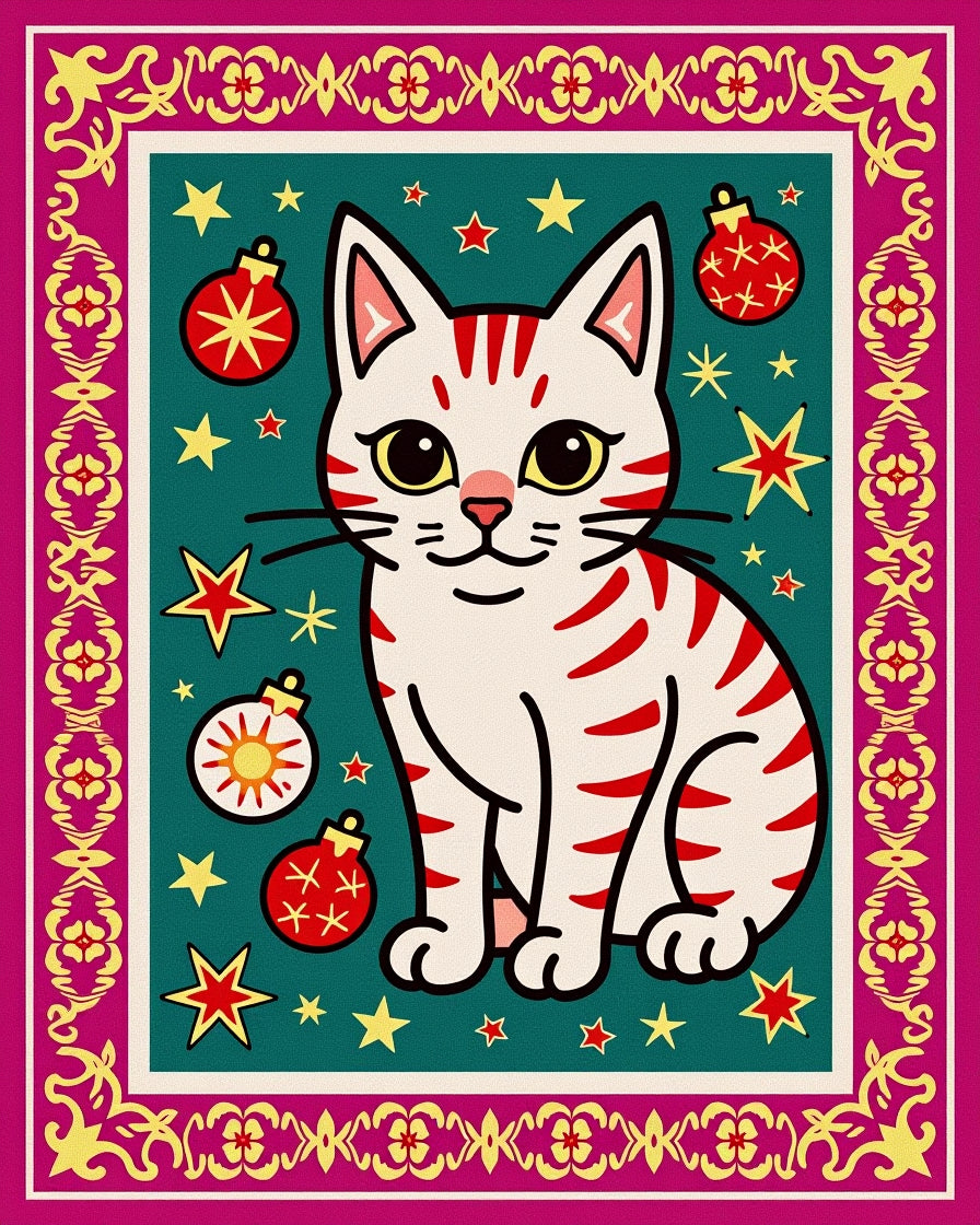 Whimsical Cat Stars Ornaments Teal Rug