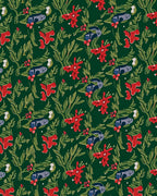 Red Blooming Flowers and Greenery Medley Rug