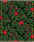Red Berry Floral Garland Black Rug