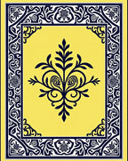 Vibrant Yellow Dark Blue Floral Frame Rug