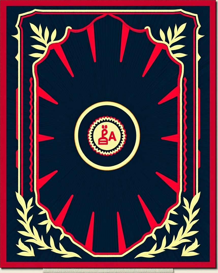Bold Scarlet Burst Medallion Navy Rug