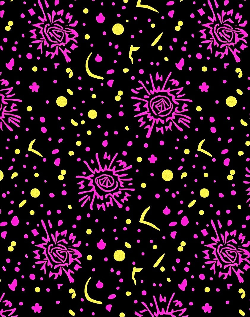 Vibrant Pink Yellow Celestial Burst Rug
