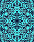 Aqua Blue Art Nouveau Swirl Rug
