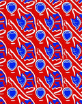 Vibrant Red Blue Abstract Organic Forms Rug