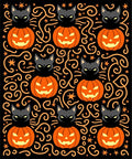 Spooky Black Cat Pumpkin Swirls Rug