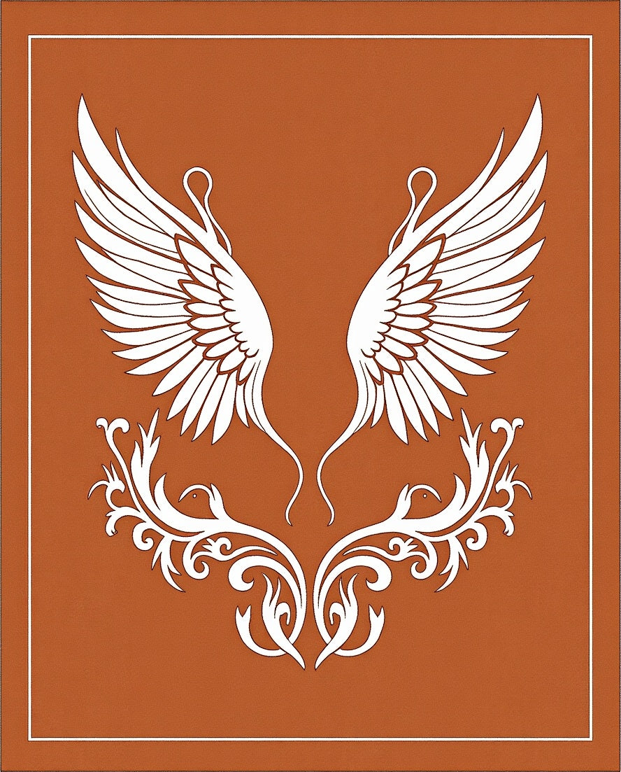 Terracotta Winged Swan Swirl Rug