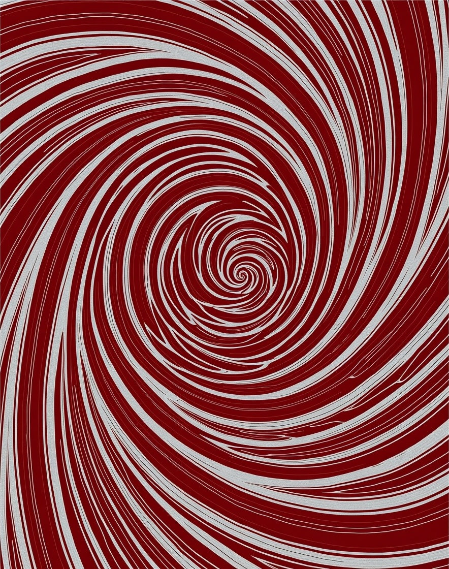 Crimson White Swirl Vortex Rug