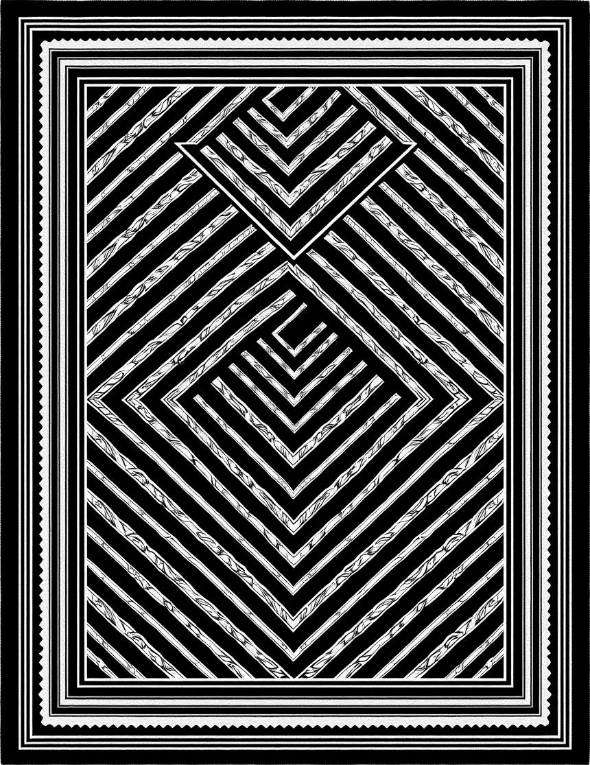 Monochromatic Geometric Diamond Chevron Rug