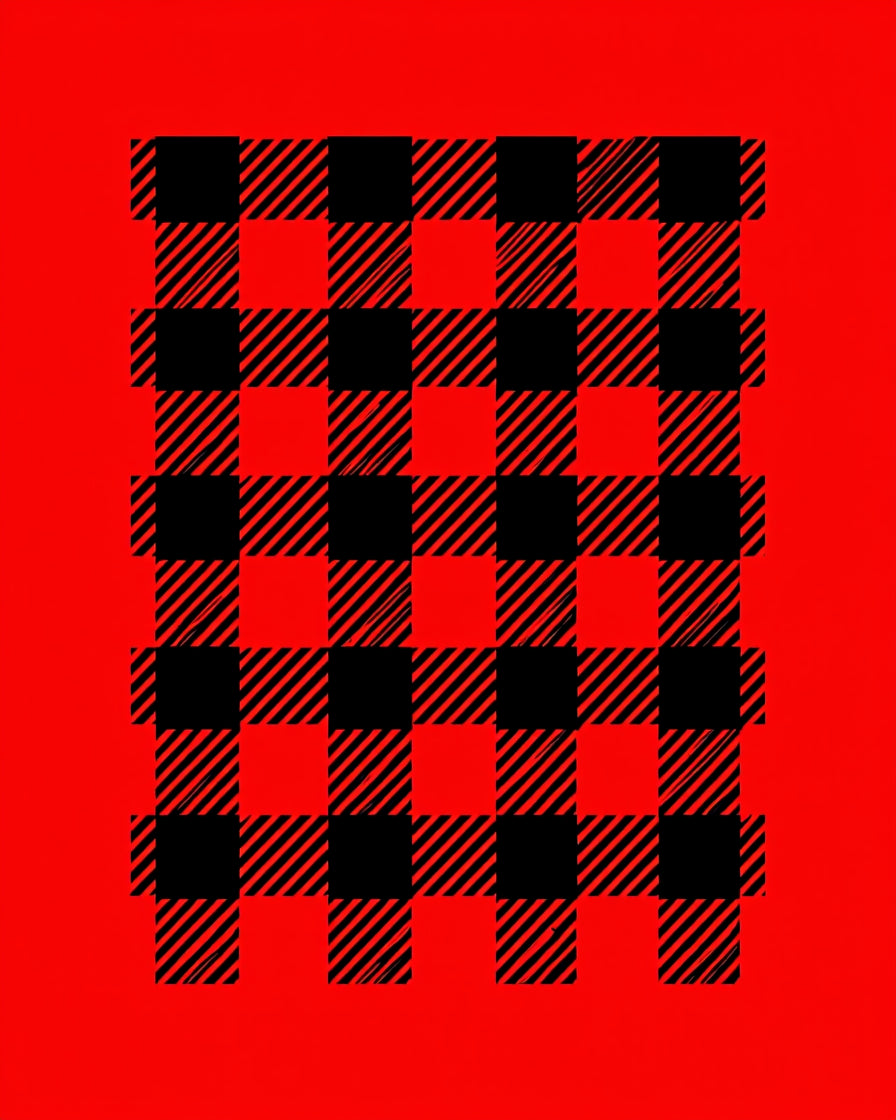 Bold Red Gingham Checkered Rug