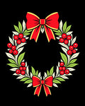 Red Bow Green Leaf Berry Wreath Rug