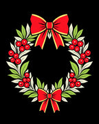 Red Bow Green Leaf Berry Wreath Rug