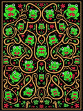 Whimsical Frog Floral Black And Gold Rug