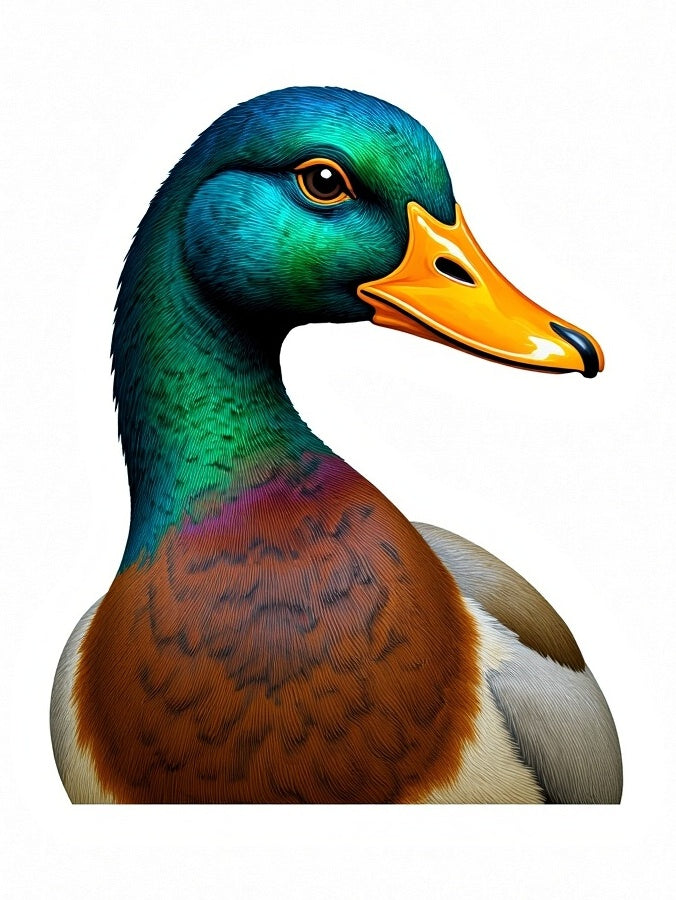 Mallard Duck Portrait Green Blue Orange Rug