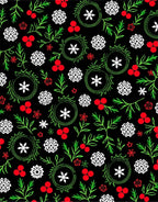Classic Red Berry Snowflake Garland Rug