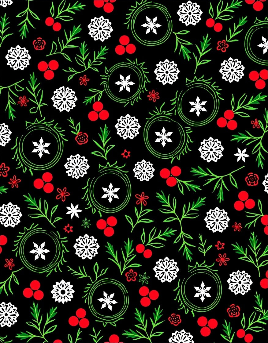 Classic Red Berry Snowflake Garland Rug