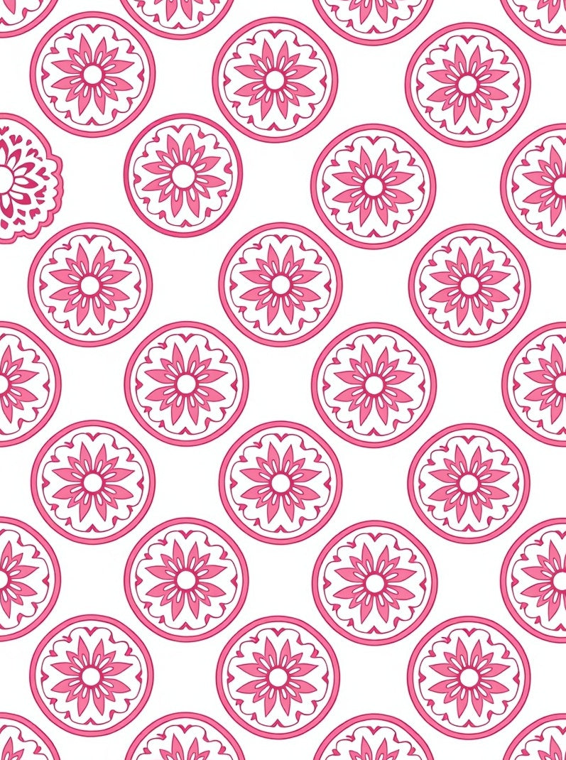Bright Pink Floral Medallion Collage Rug