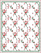 Red Green Folk Art Figures Border Rug