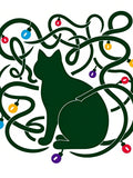 Dark Green Cat Festive String Lights Rug