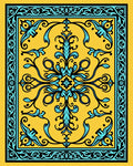 Golden Teal Baroque Floral Rug