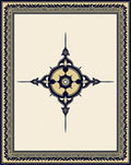 Navy Golden Starburst Compass Medallion Rug