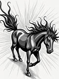 Bold Black Horse Dynamic Motion Rug