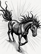 Bold Black Horse Dynamic Motion Rug