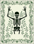 Black Skeleton Botanical Border Rug