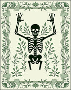 Black Skeleton Botanical Border Rug