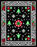 Crimson Green Red Tree Mandala Rug
