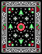 Crimson Green Red Tree Mandala Rug